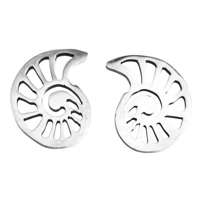 Ammonite pendant in stainless steel 21mm, Excluding bail, a pair
