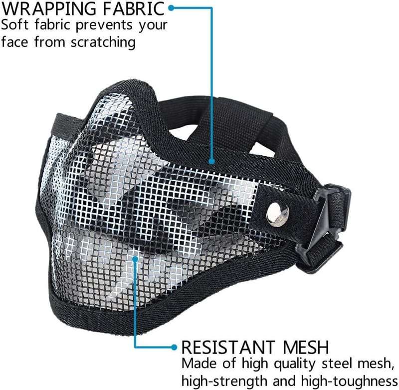 Tactical Airsoft Mask Half Face Adjustable Mesh Mask for Airsoft/CS Game