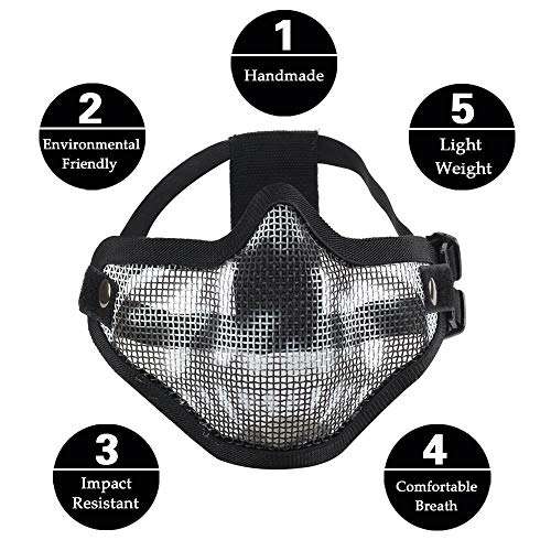 Tactical Airsoft Mask Half Face Adjustable Mesh Mask for Airsoft/CS Game