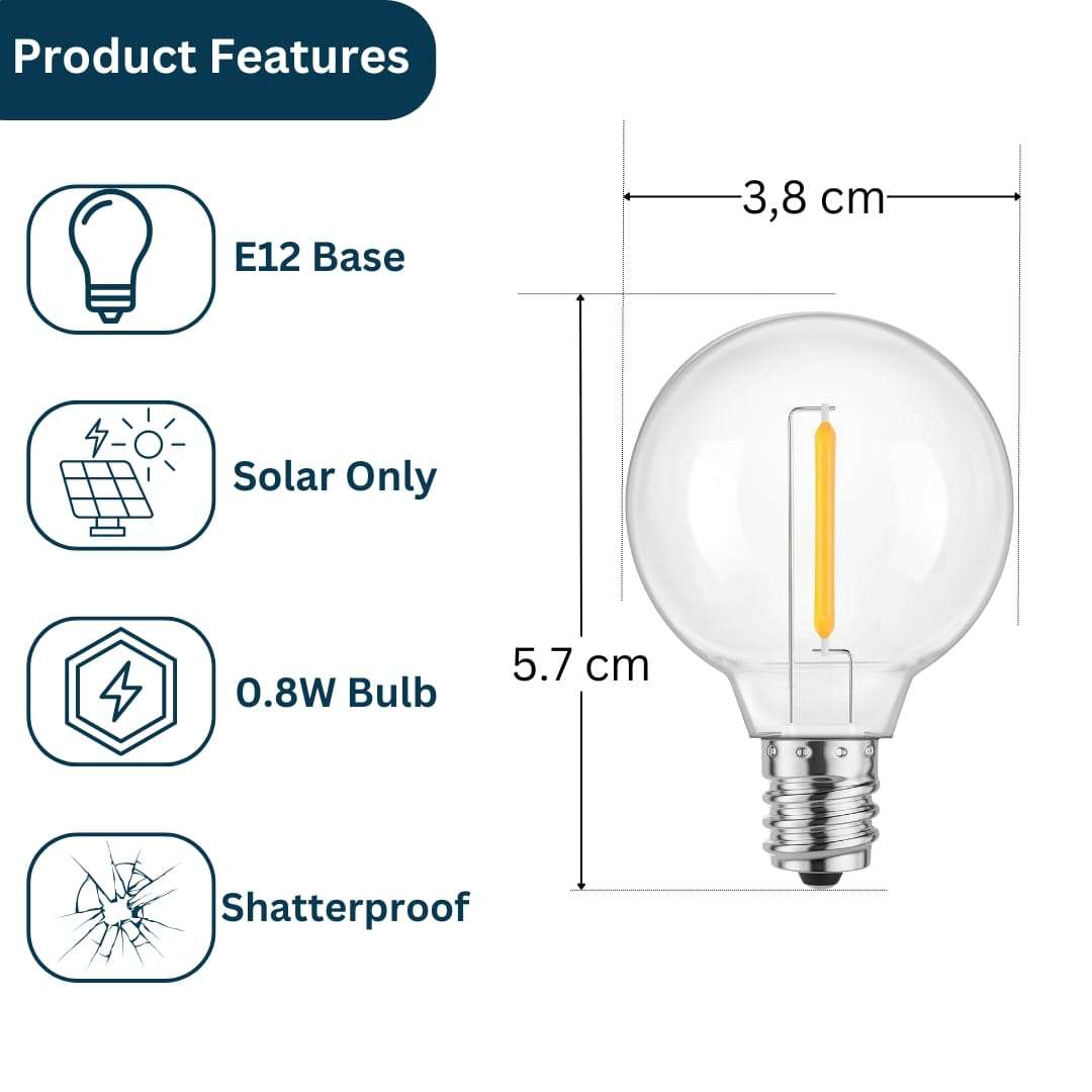 Classic Solar G40 LED E12 0.8W 6 Pack Replacement Bulb