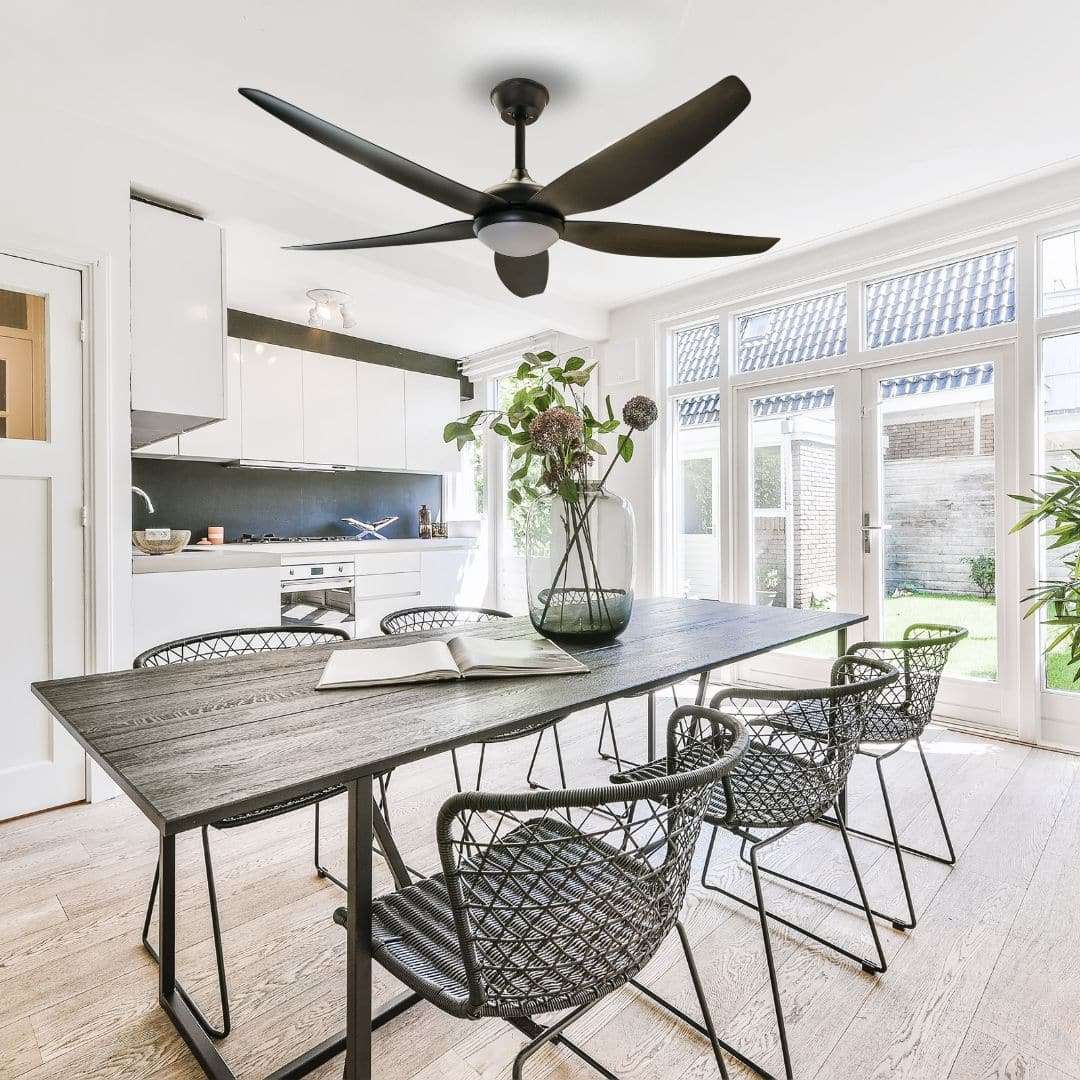 5 Black Blades 52 Inch Ceiling Fan with Light and Remote