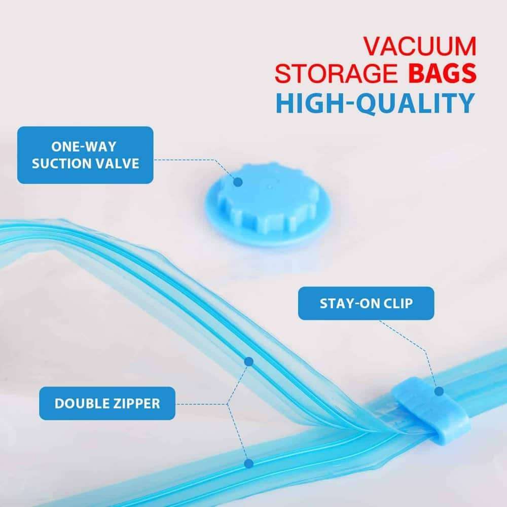 Vacuum Compression Storage Bags & Hand Pump x15 Pack (4 Sizes)
