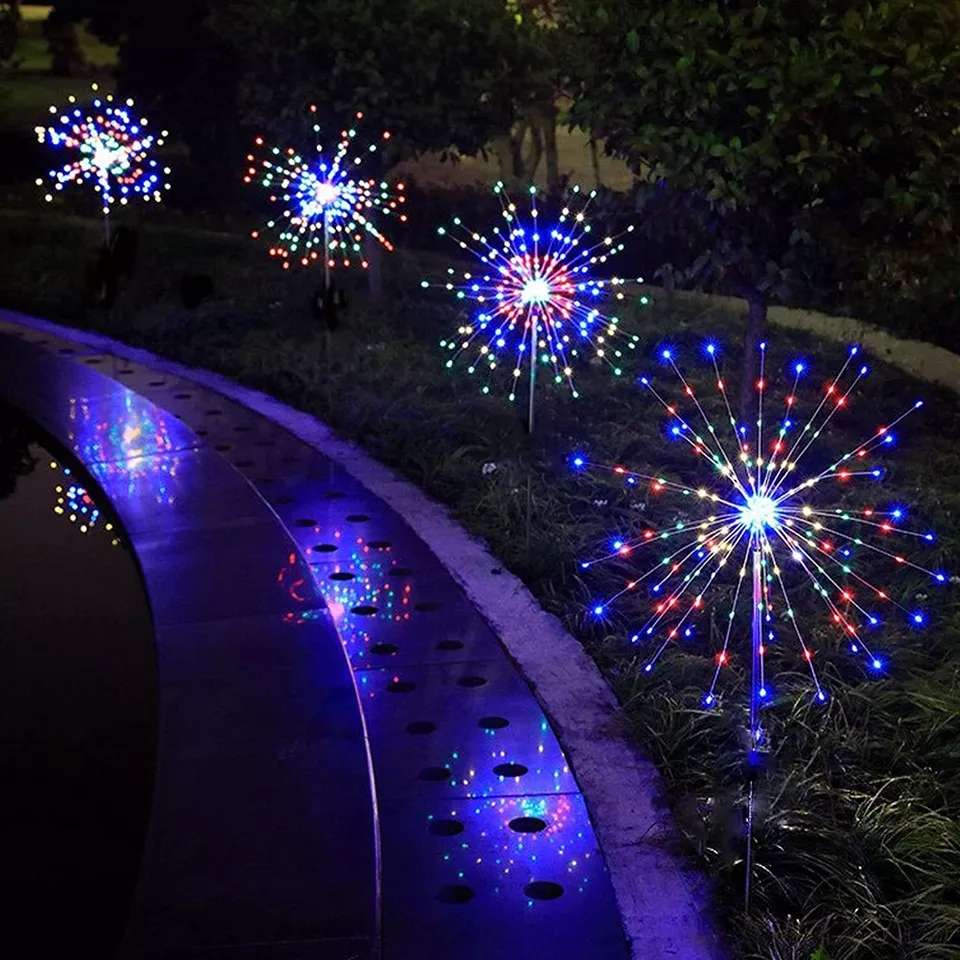 FA-LC34C-120 Solar Powered Starburst Stake Light Multicolour 2PC