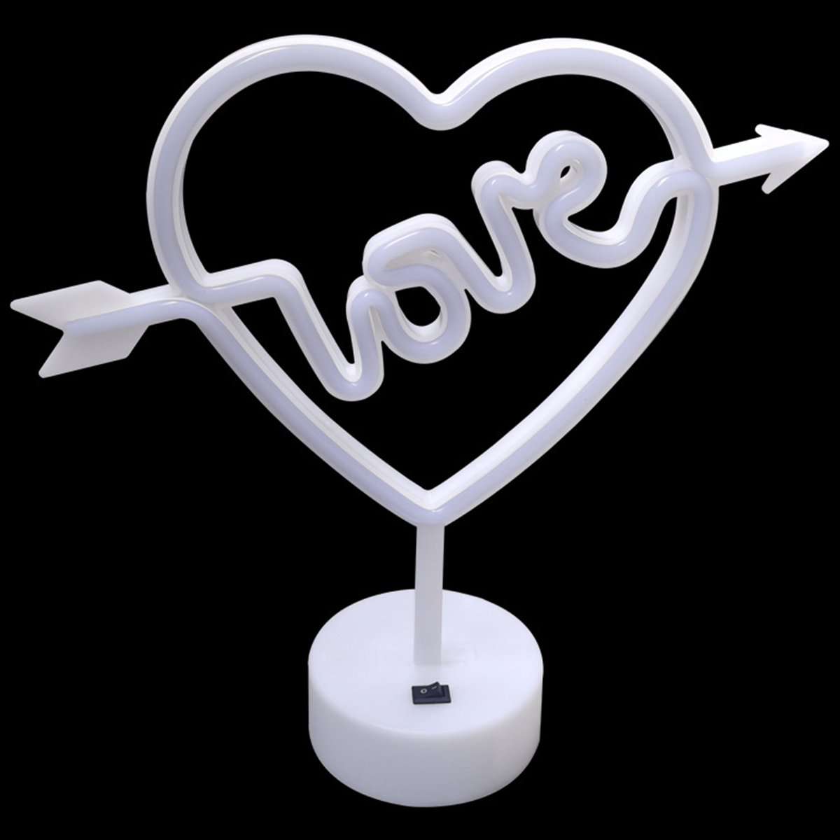 B-18 USB DC Cable Or Battery Operated Cupid Heart Neon Lamp With Base