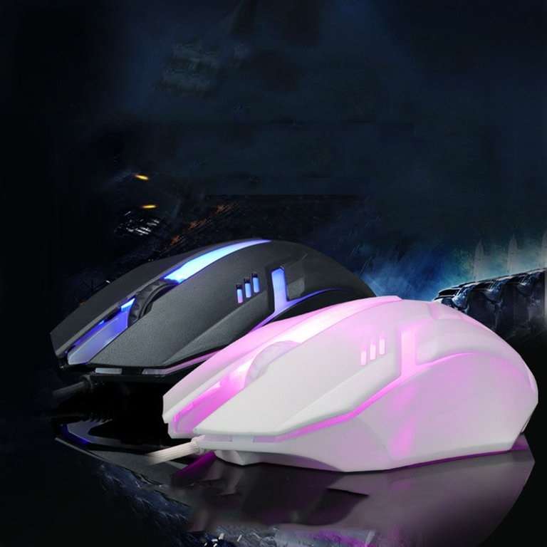 M020 USB Colorful Glowing Breathing Lamp Wired Optical Mouse