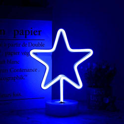 B-3 USB DC Cable Or Battery Operated Pentagram Neon Lamp With Base