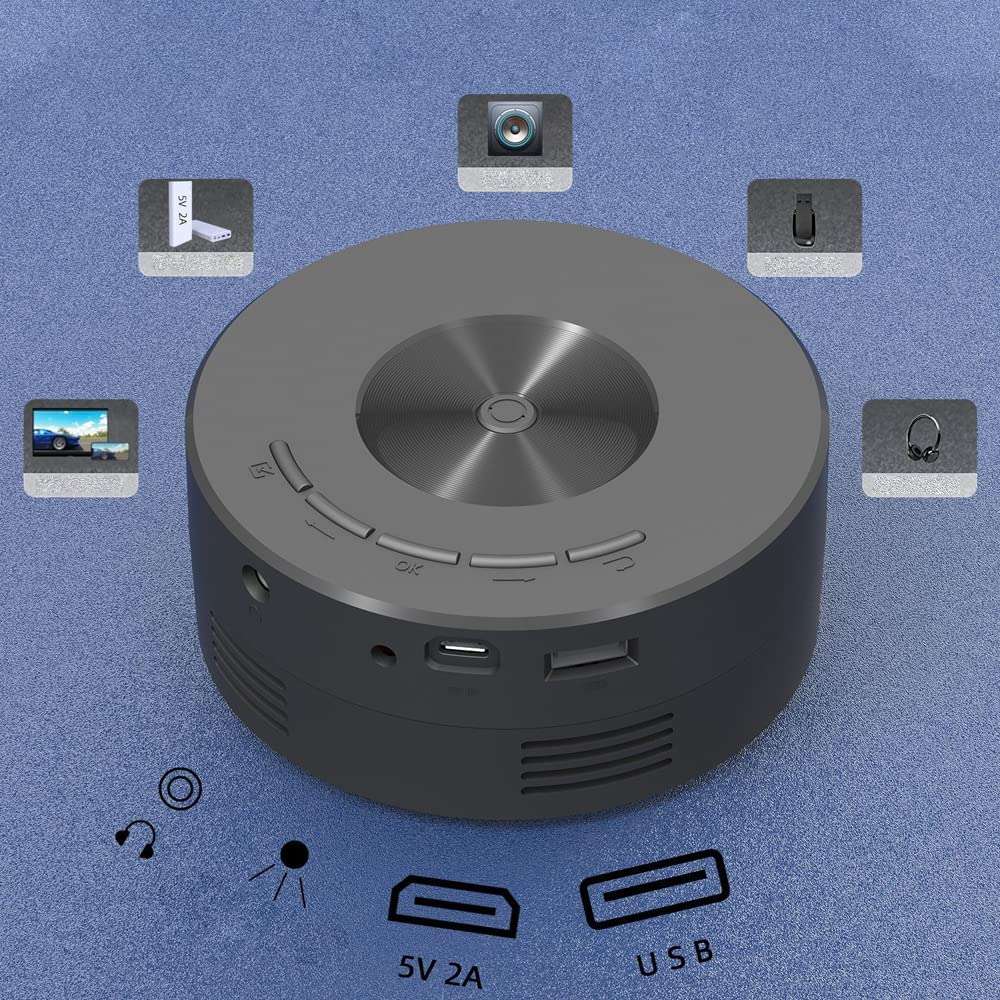 YT200 Mini LED Projector Wire Mirroring Function Loudspeaker Contrast-3000:1