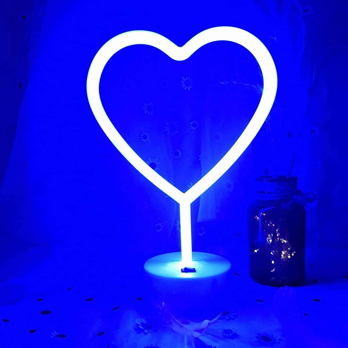 B-2 USB DC Cable Or Battery Operated Heart Neon Lamp With Base