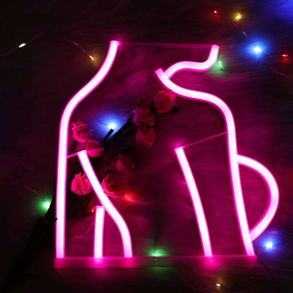 FA-A60 Lady's Back Silhouette Neon Sign Lamp USB And Battery Operated