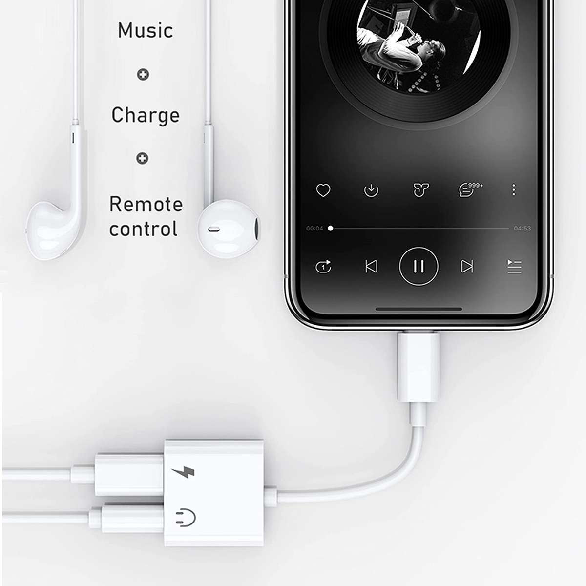 Aerbes AB-S664 2-in-1 ios to ios +3.5mm Adapter Cable