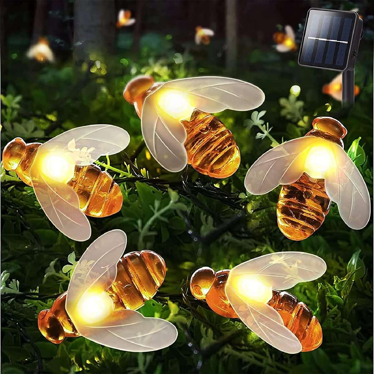 FA-LC47H Solar Powered LED Bees Fairy String Light Warm White 5M