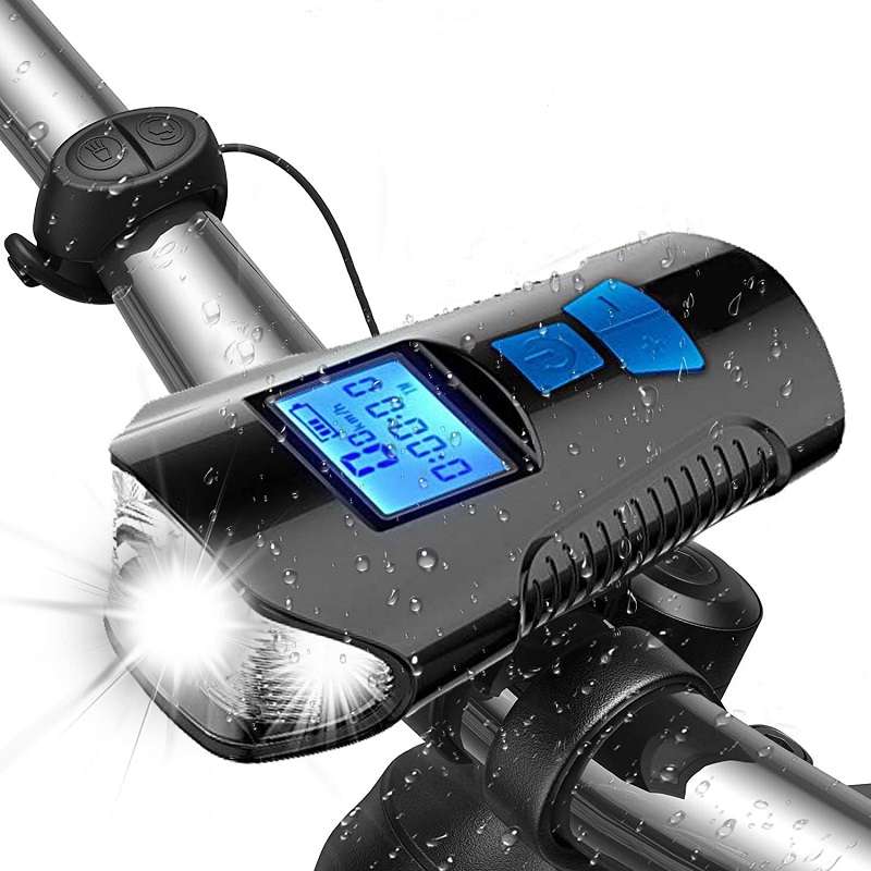 Aerbes AB-ZX10 Dual Light Source Wireless Code Meter With Horn Bicycle Front Light