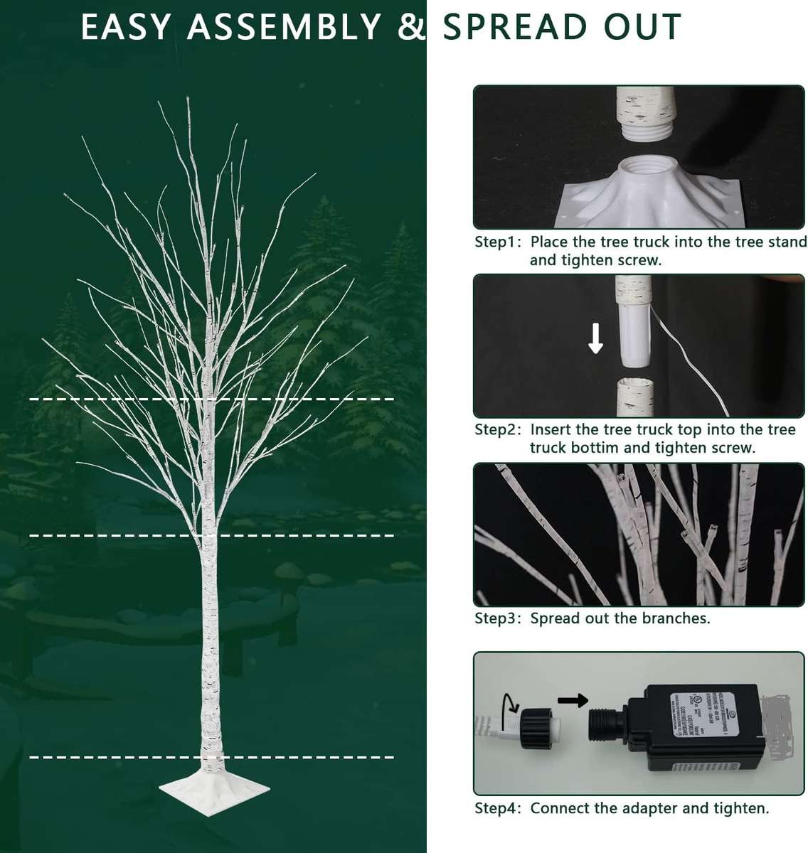 ZYF-121 Birch 140 LED Tree Light Warm White 1.8M