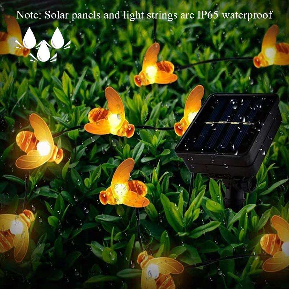FA-LC47H Solar Powered LED Bees Fairy String Light Warm White 5M