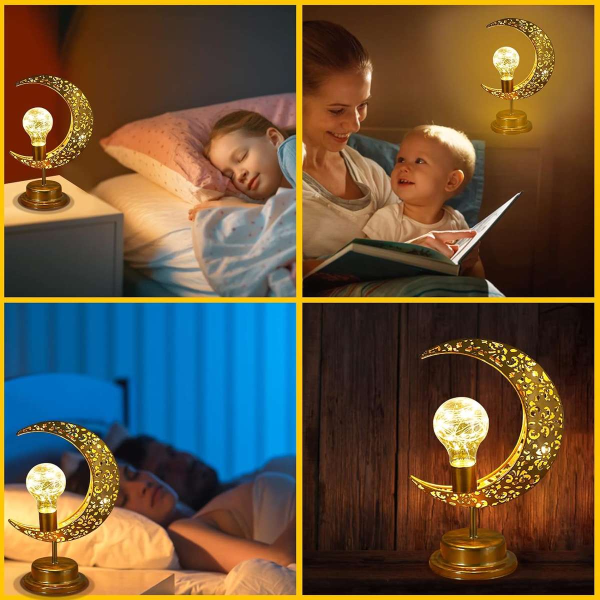Bulb Battery Operated Moon Shaped LED Light Warm White