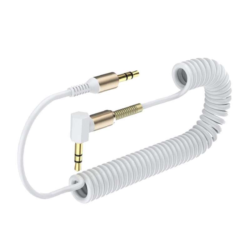 Wolulu AS-51201 90° Angle 3.5mm Spring Auxiliary Cable 1.8m