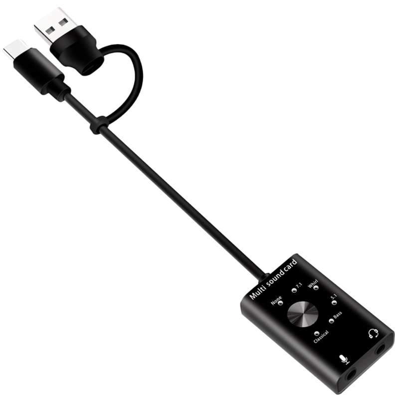 2 in 1 USB Type C Multi-Sound Card