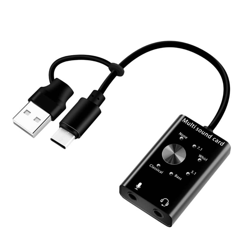 2 in 1 USB Type C Multi-Sound Card