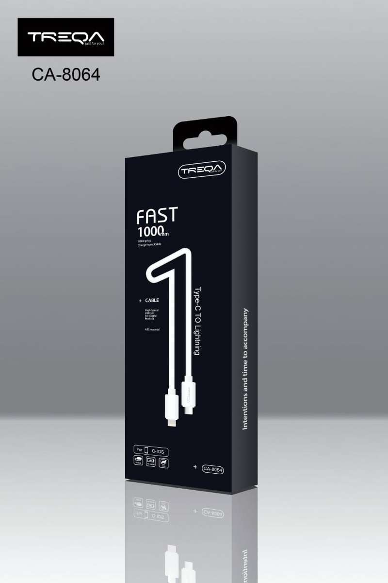 Treqa CA-8064 Type C to Lightning Pin 1M Cable