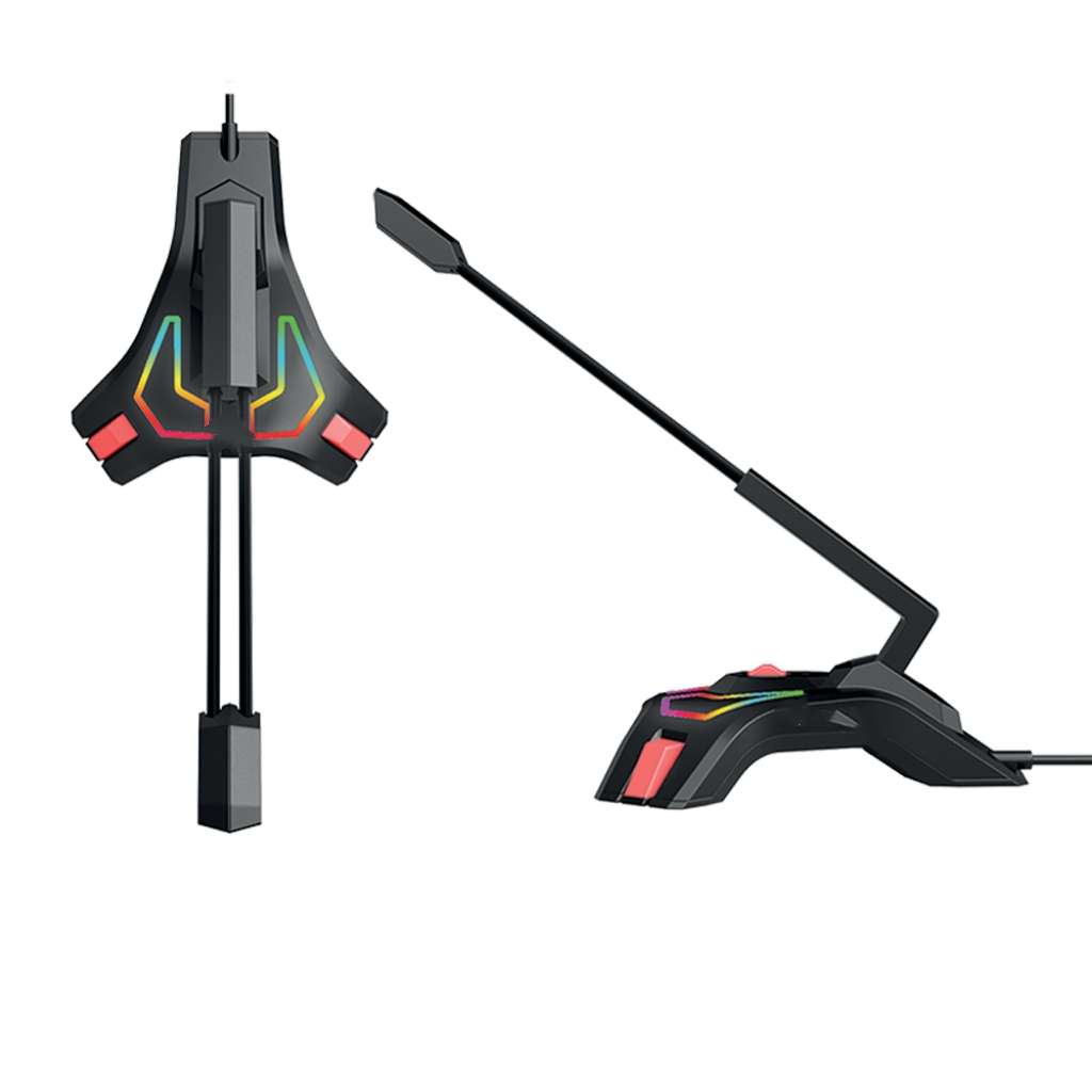 XF0689 M6 Spectrum RGB Light USB Gaming Mouse Holder Microphone