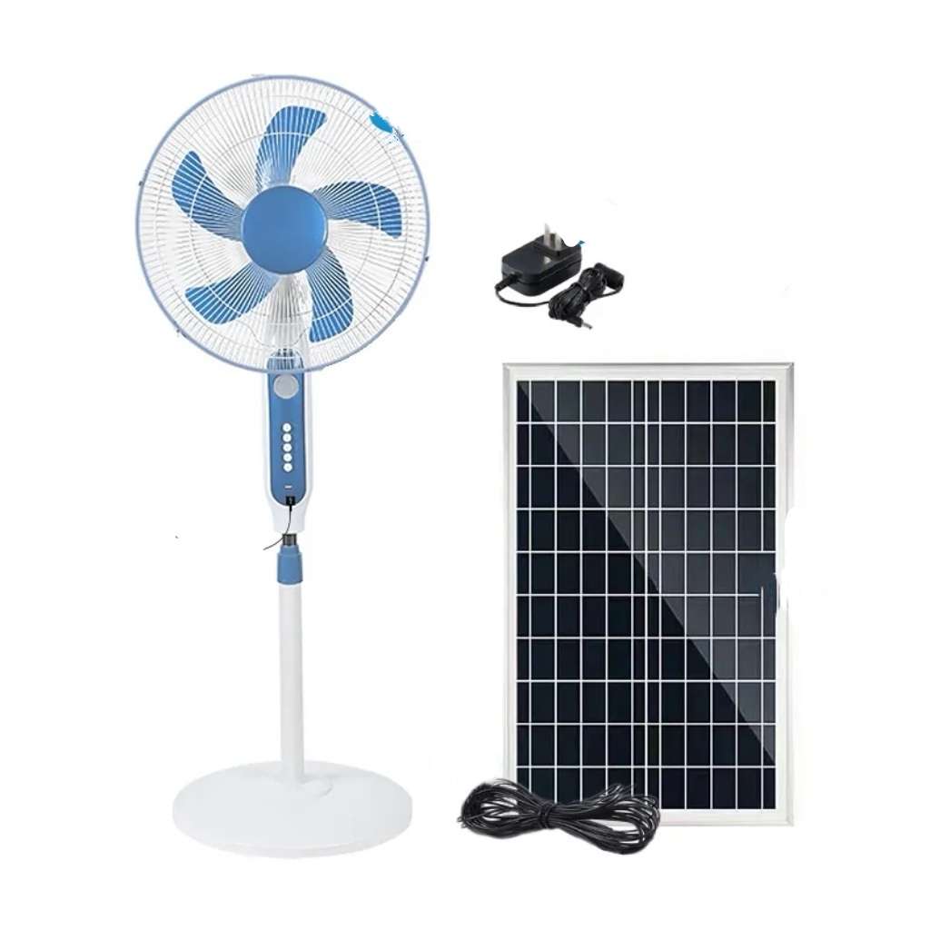 Solar Powered Fan With LED Light And USB Port 16" 20W