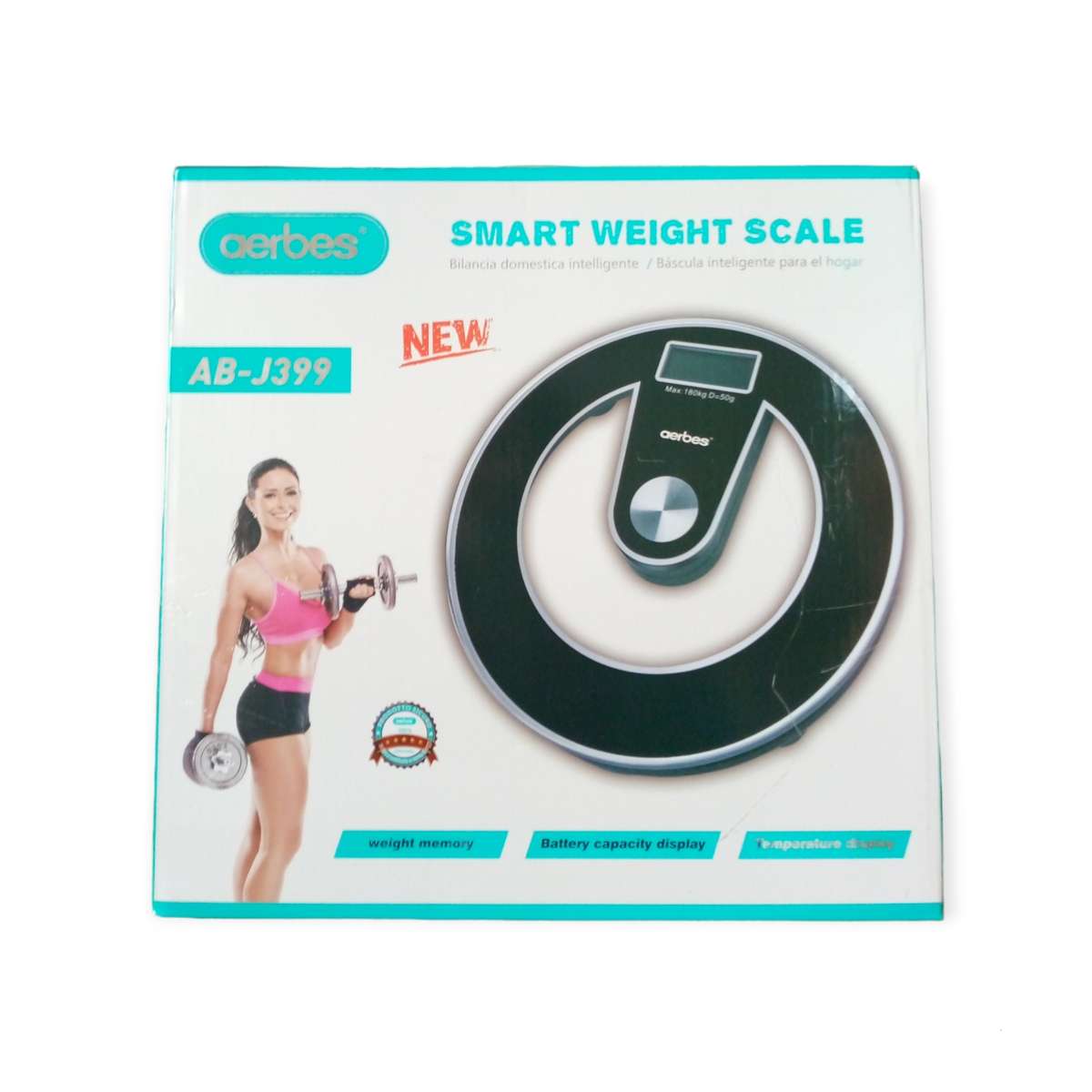 Aerbes AB-J399  LCD Smart Weight Scale With Temperature And Battery Display + Weight Memory 32"