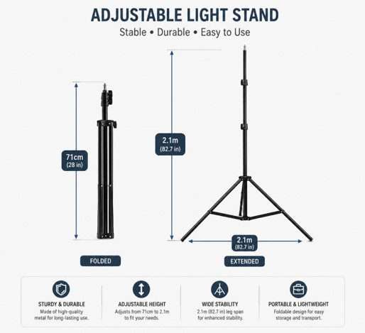 PM-205 Ring Light Tripod Stand 2.1m