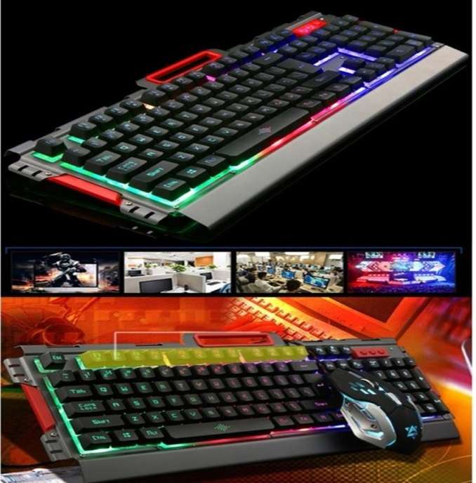 K33 Wired USB Backlight Gaming Keyboard Mouse Set Adjustable 3200DPI