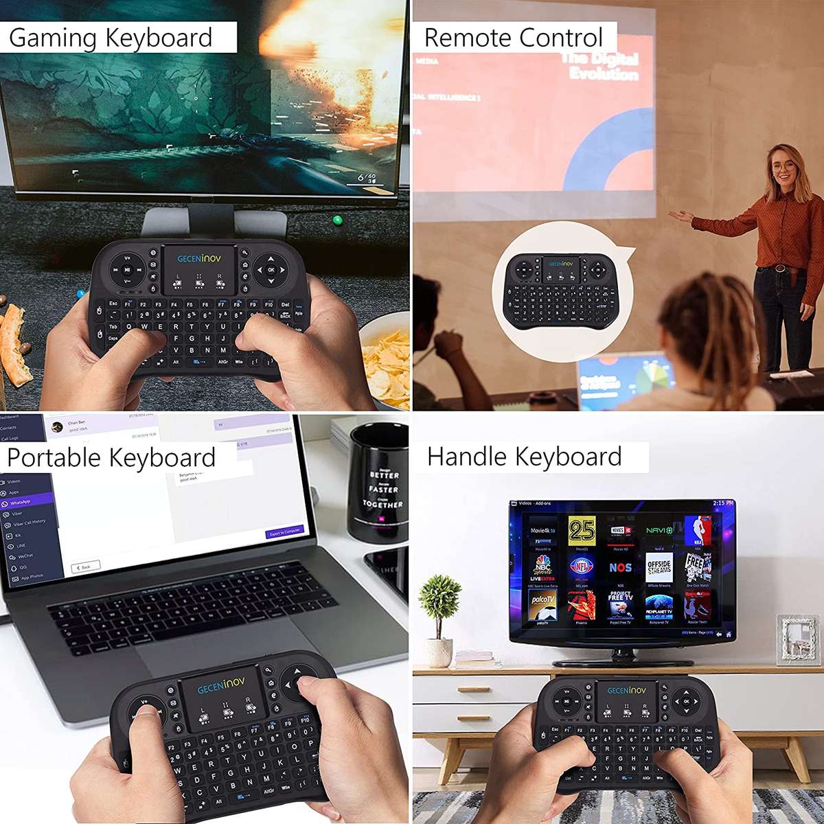 XF0603 Dual Mode Mini 2.4G Backlit Wireless & Bluetooth Keyboard Touchpad For PC TV Box