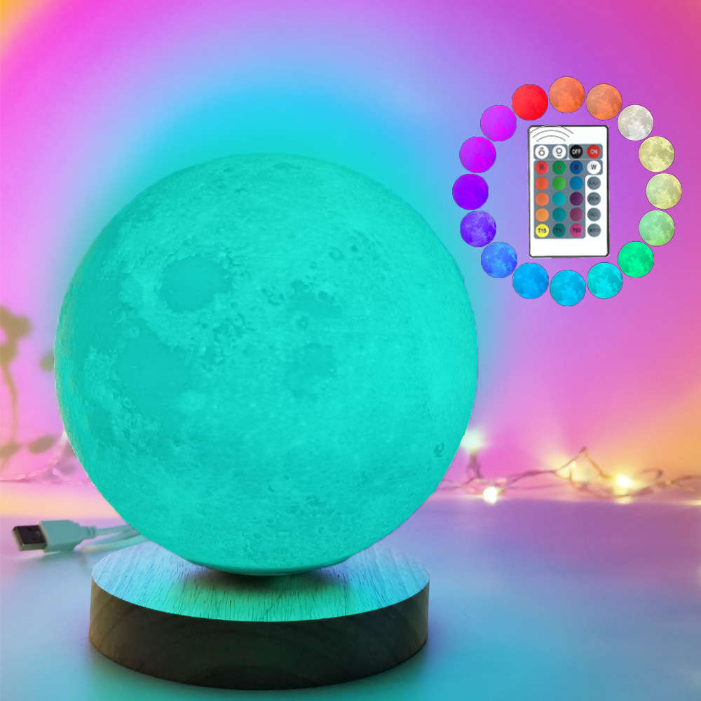 1831527 Rechargeable Multi Color Rotating Moon Lamp 18cm
