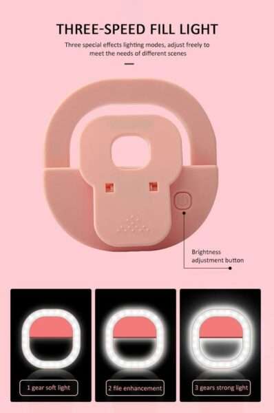 Selfie Cellphone Clip With Adjustable Mini Ring Light