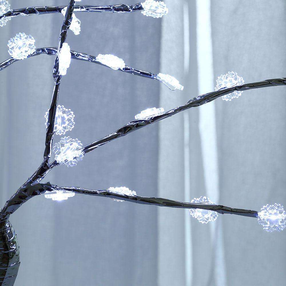 D-7 60 LED White Snowflake Table Lamp With Base USB DC /Battery Operated