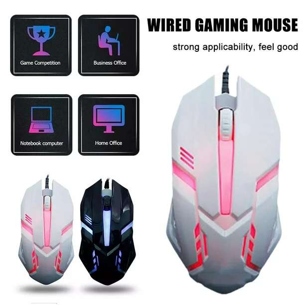 M020 USB Colorful Glowing Breathing Lamp Wired Optical Mouse