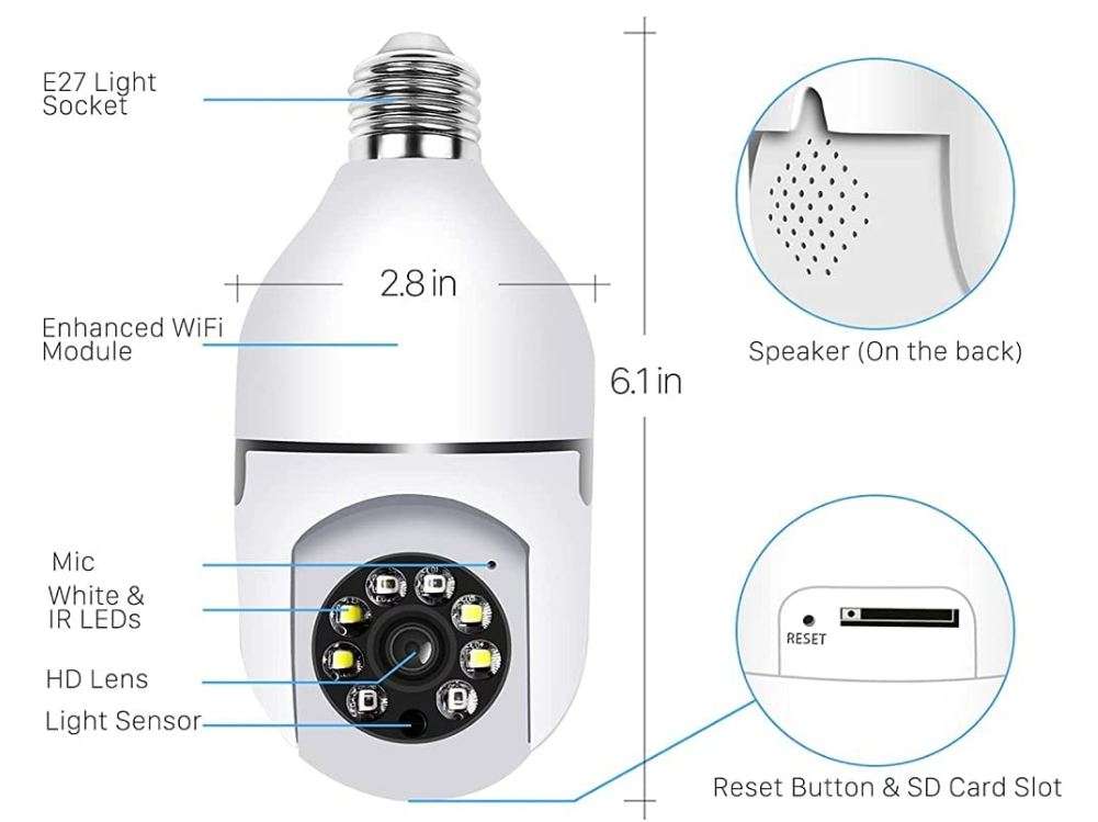 Aerbes AB-C247 E27 Bulb Wifi Camera Lamp