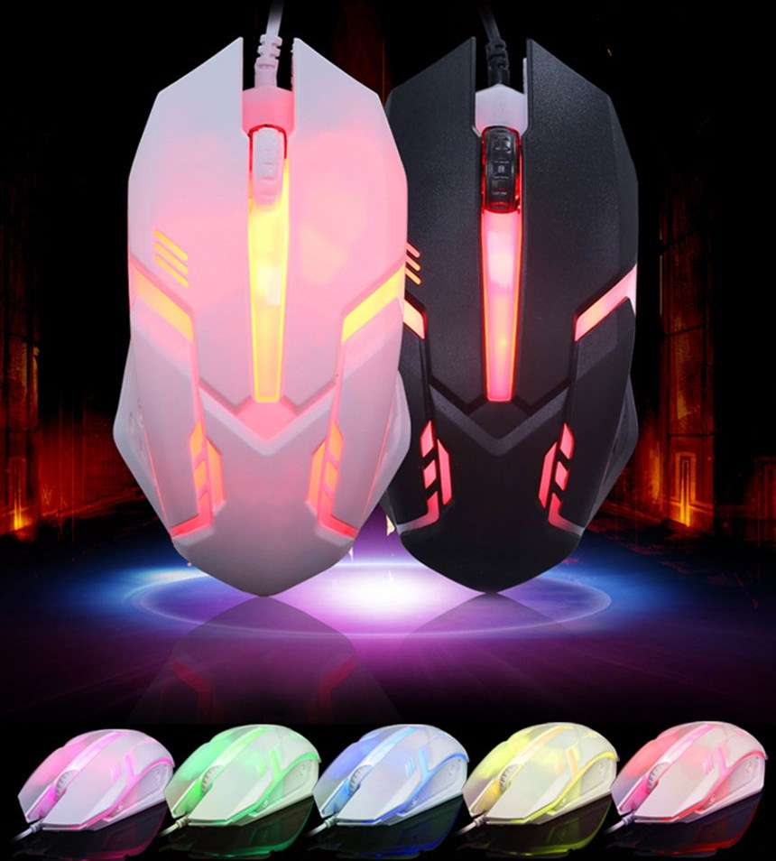 M020 USB Colorful Glowing Breathing Lamp Wired Optical Mouse
