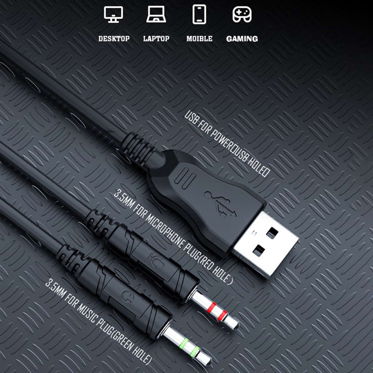 Aerbes AB-EJ12  RGB Wired USB 3.5mm Headset