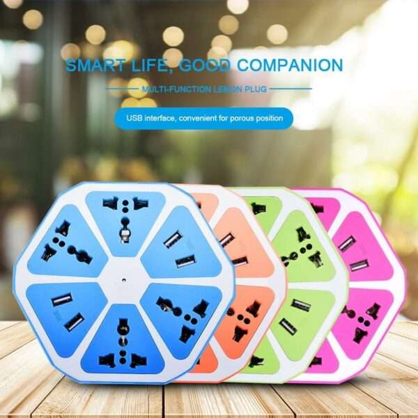 JG23192 Hexagon Power Socket with 4 USB Ports