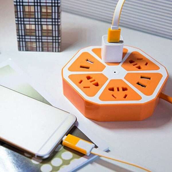 JG23192 Hexagon Power Socket with 4 USB Ports