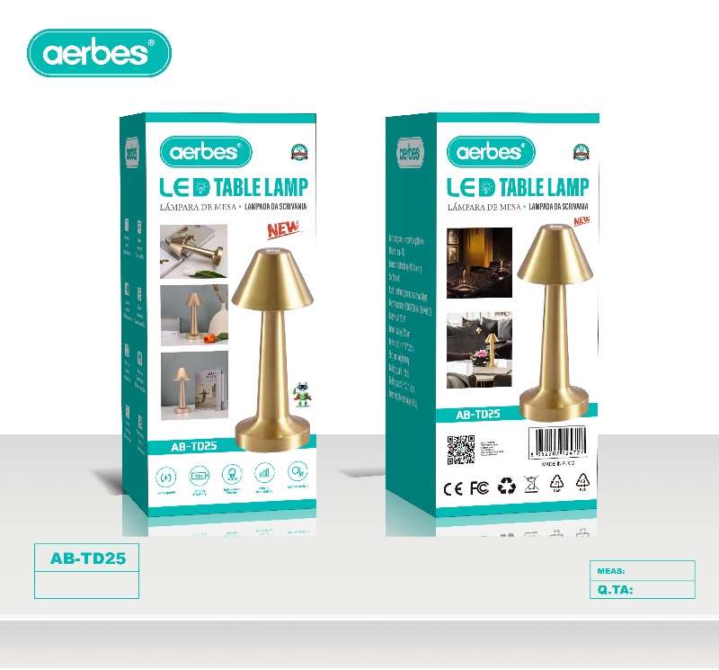 Aerbes AB-TD25 Rechargeable LED Table Lamp Touch 3 White Modes 6000K
