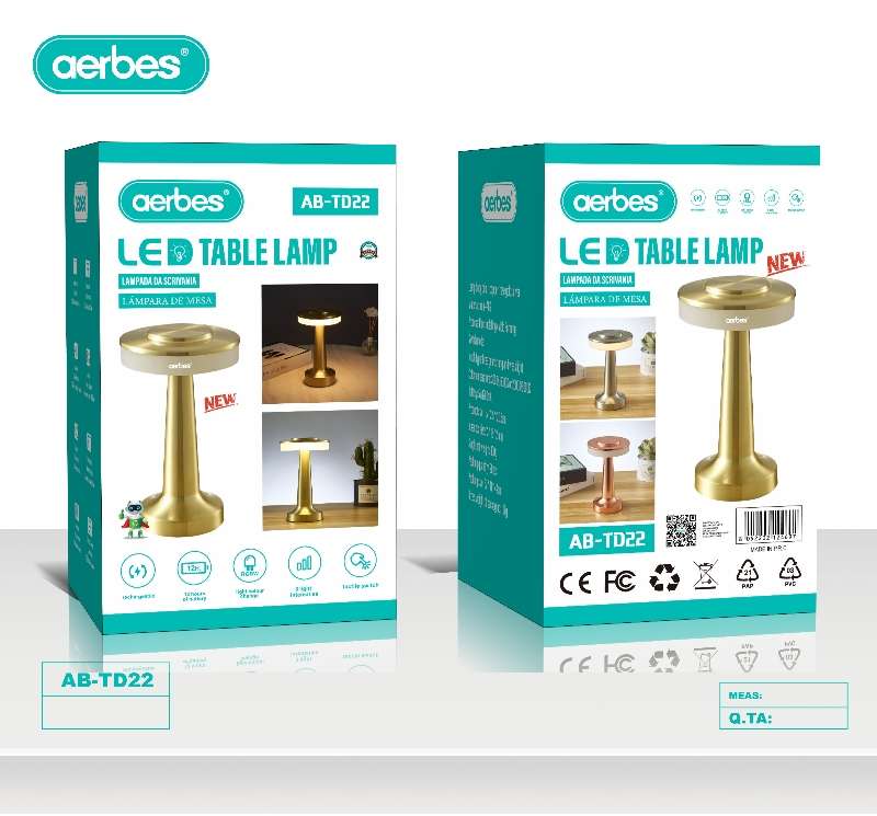 Aerbes AB-TD22 Rechargeable Barbell Shaped LED Table Lamp Touch 3 Lighting Modes 6000K