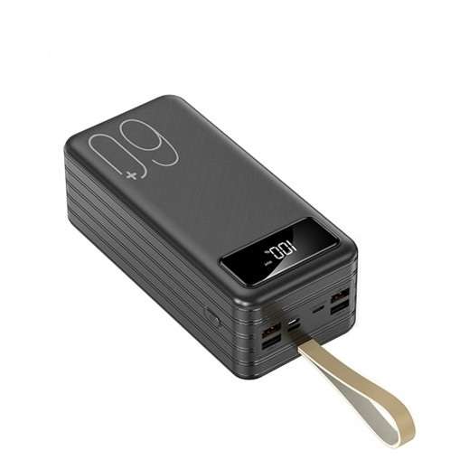 P6 SOVO 60000mAh 4 USB Port LCD Display,Flashlight Power Bank With Built In 3 Cable