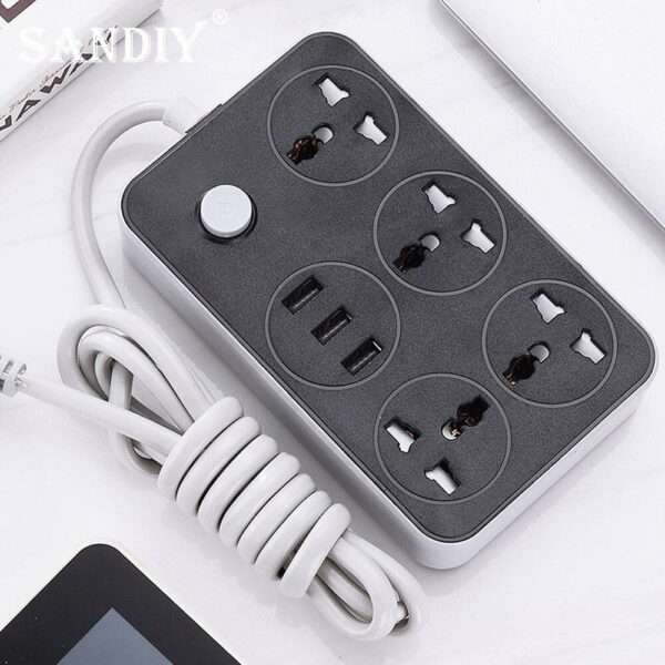 Treqa PL-503 5 Power Socket With 3 USB Port 3000W 2M
