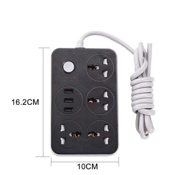 Treqa PL-503 5 Power Socket With 3 USB Port 3000W 2M