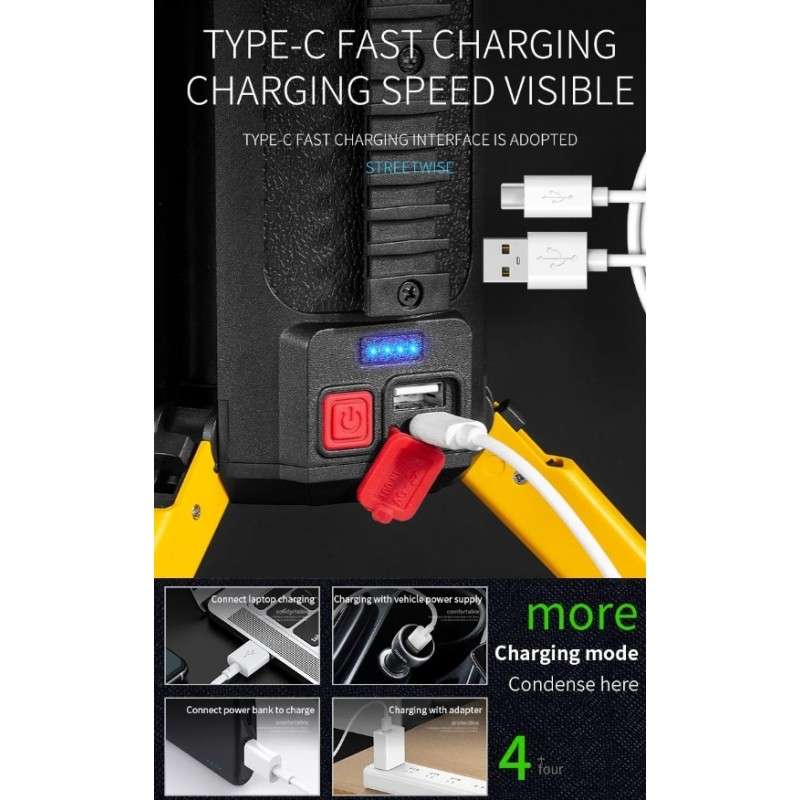 FA-W5165-1 Rechargeable Multi-Function Portable LED Searchlight Support Mobile Phone Charging