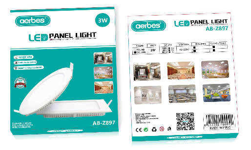 Aerbes AB-Z897 Round LED Panel Ceiling Light 3W