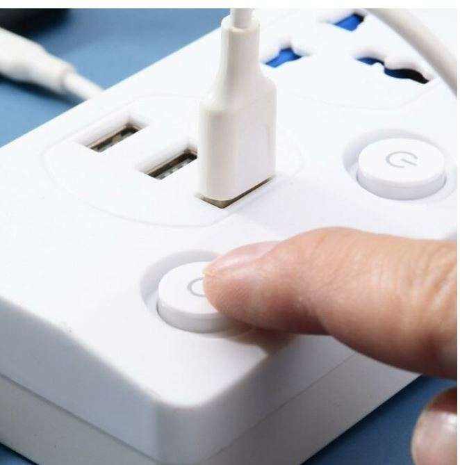 Treqa PL-506 Power Socket 4 With Individual Off Switch + 3 USB Port 2M Cable