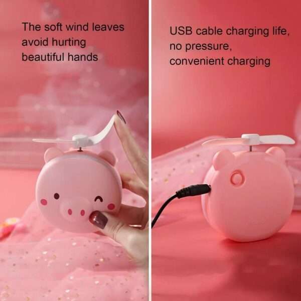 Makeup Mirror USB Charging LED Lamp LED Fill Light Cartoon Piggy Shape Multi-function Led