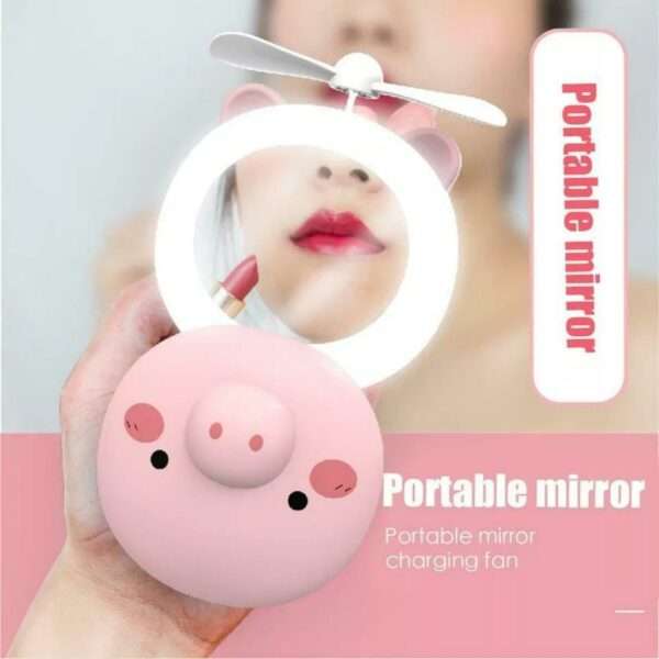 Makeup Mirror USB Charging LED Lamp LED Fill Light Cartoon Piggy Shape Multi-function Led