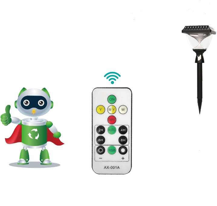 Aerbes AB-TY140 Solar Powered Garden Light RGB + White &amp; Warm White With Remote Control