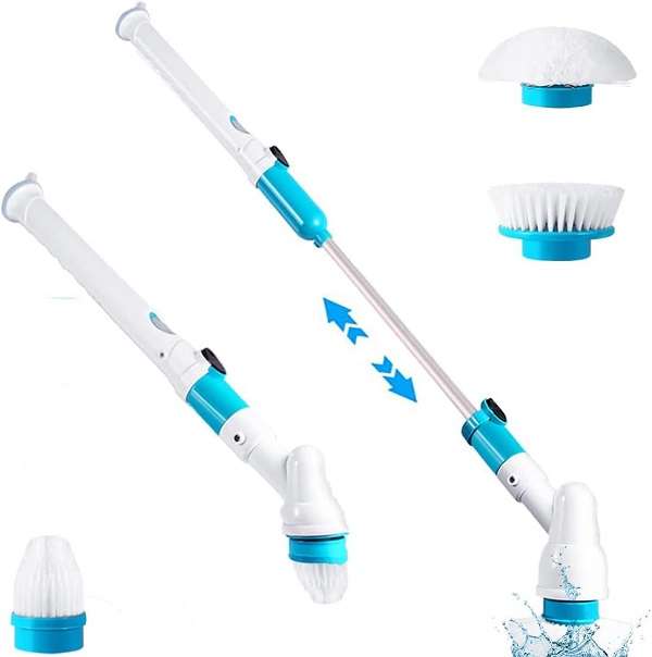Cordless Tub and Tile Scrubber With 4 Replaceable Cleaning Scrubber Brush